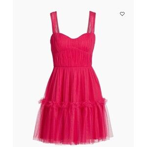 ML MONIQUE LHUILLIER Azalea Tulle Mini Dress Size 12 Pink NEW Party Ruffle GNO